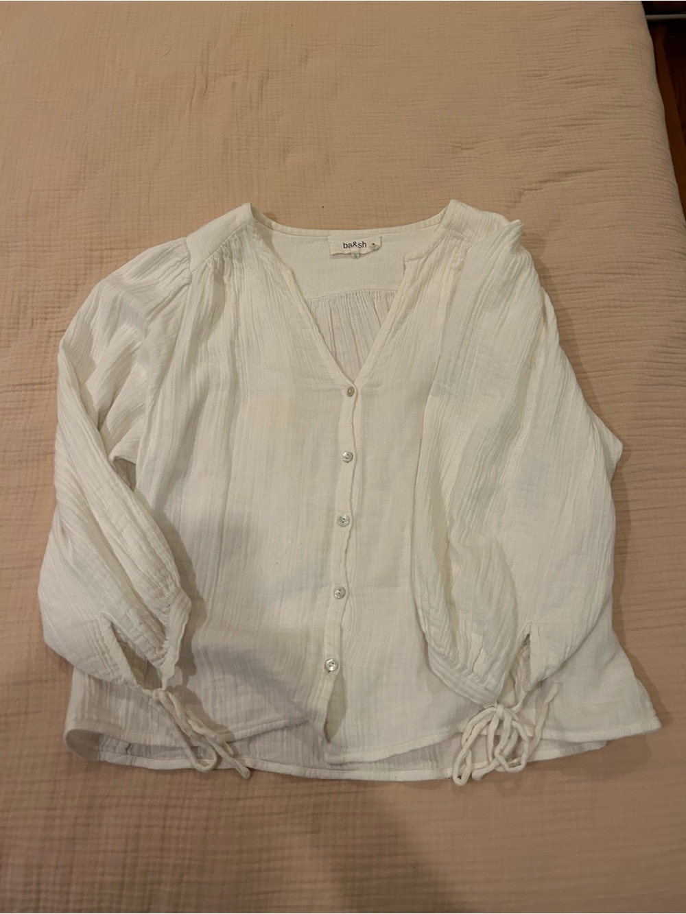ba&sh White Button-Front Peasant Blouse